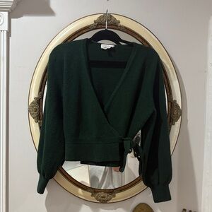 Wool Los Angeles Atelier & Other Stories Deep Green Wrap Cardigan